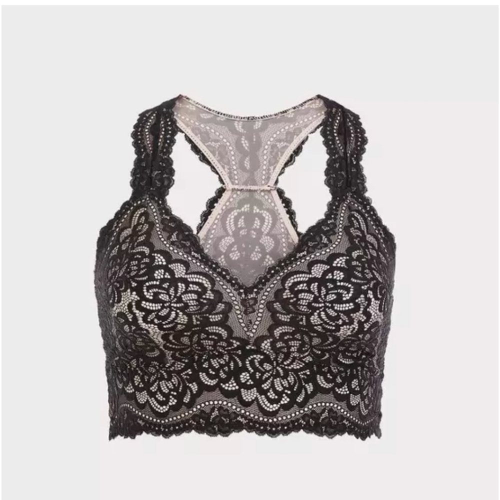 Torrid Black Floral Lace Bralette